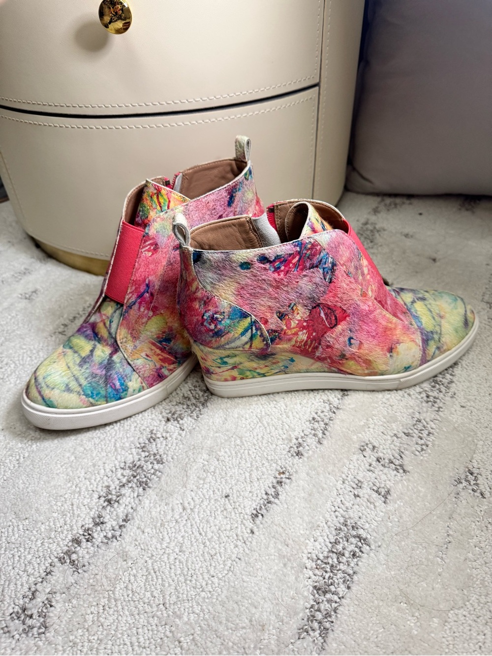 Paolo Multicolor Floral Print Wedge Sneakers